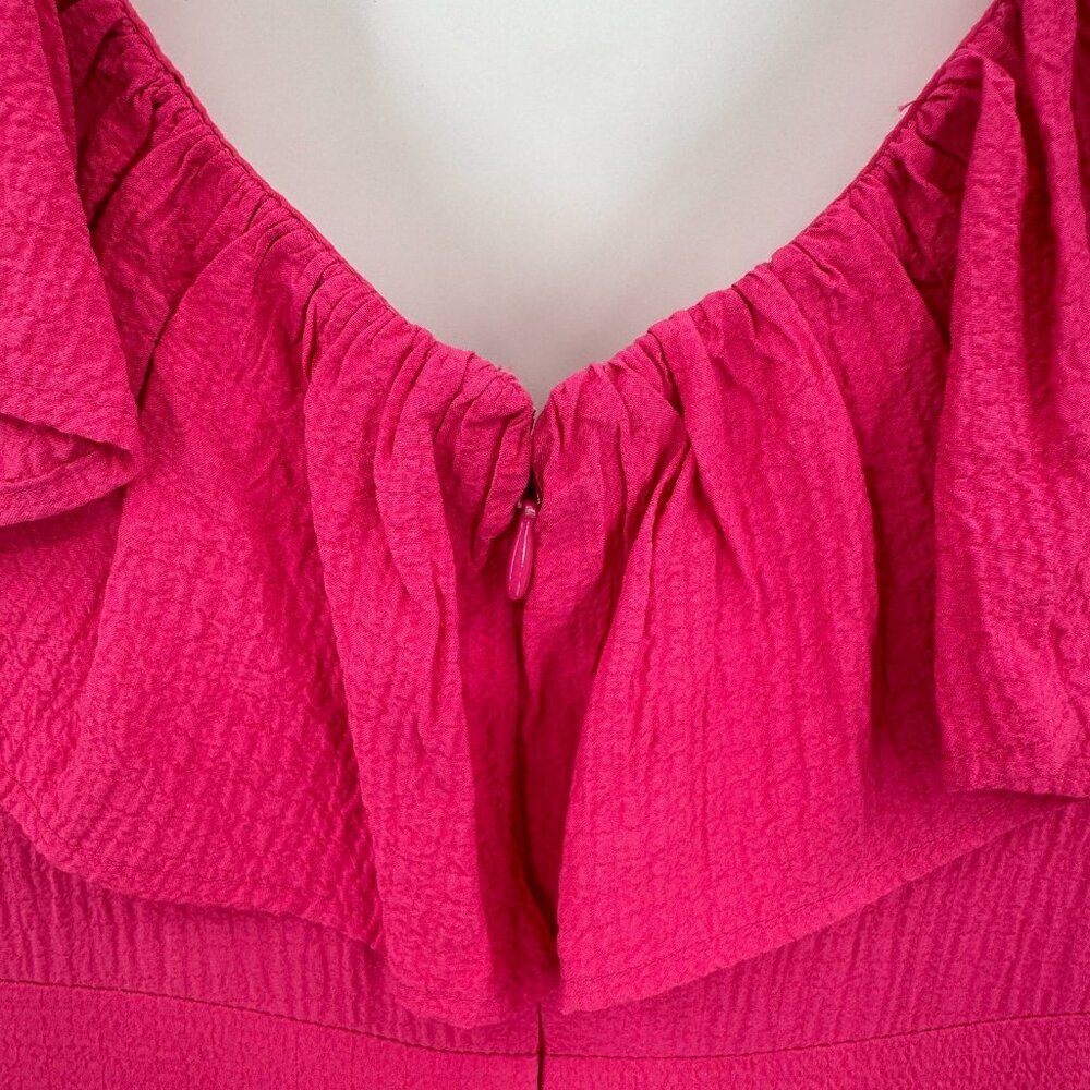 CALVIN KLEIN Gauze Ruffle Maxi Dress In Hibiscus Pink size 10 Women's NWT - Picture 4 of 5